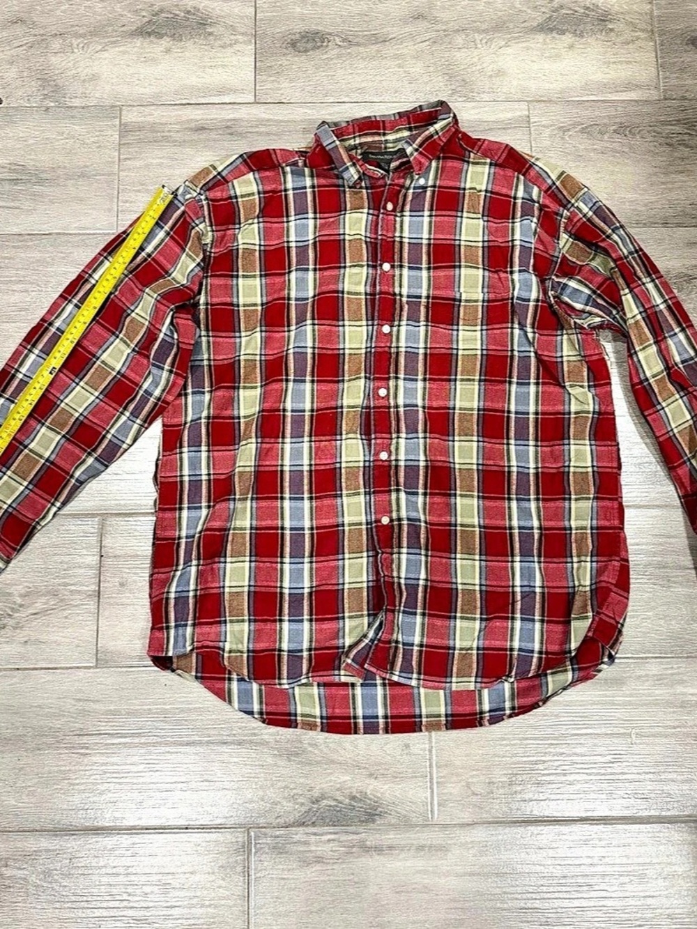 Banana Republic Plaid Cotton Button Down in Red Size XL